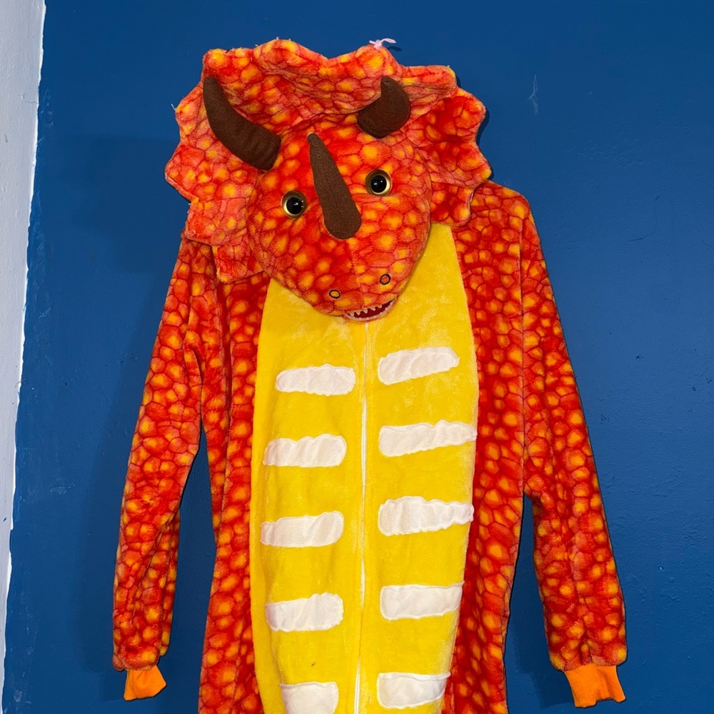 Mens Dinosaur Costume - Orange and Yellow